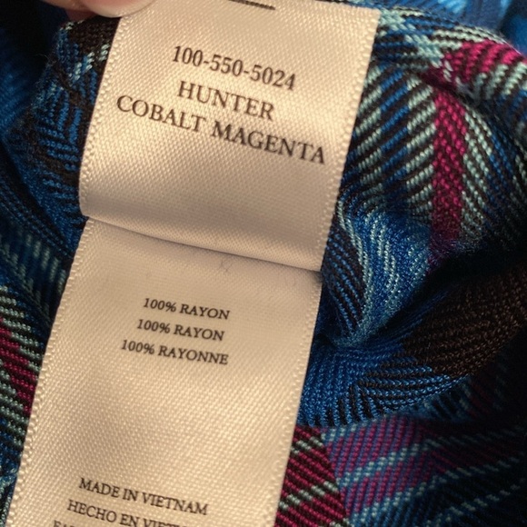 Rails Hunter Cabincore Cobalt Magenta Plaid Tartan Flannel Button Down Shirt S - Picture 8 of 9